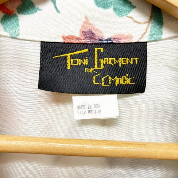 TONI GARMENT Vintage Spring Floral Long Line One Button Blazer White Pin… - Picture 5 of 16